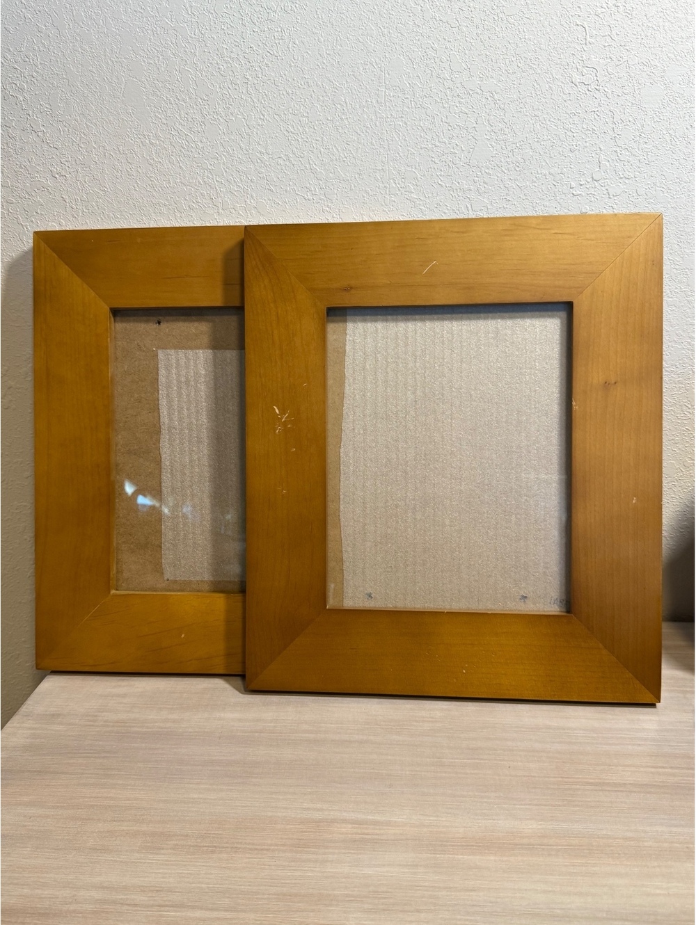 Set of 2 Wooden Picture Frames Teak with Glass Front